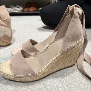 Marc Fisher Taupe Espadrille Wedge Sandals